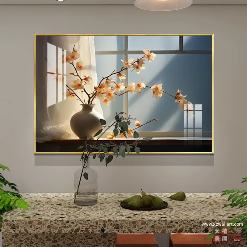 抽象 单幅 装饰画 轻奢风 餐厅背景墙挂画 晶瓷画