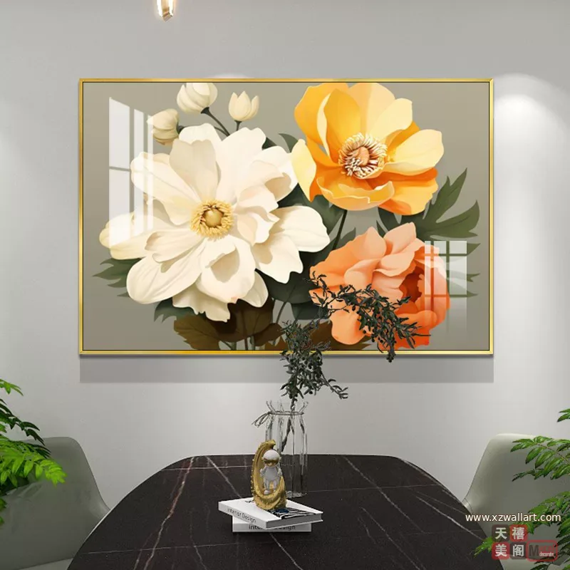 花 单幅 装饰画 轻奢风 餐厅背景墙挂画 晶瓷画