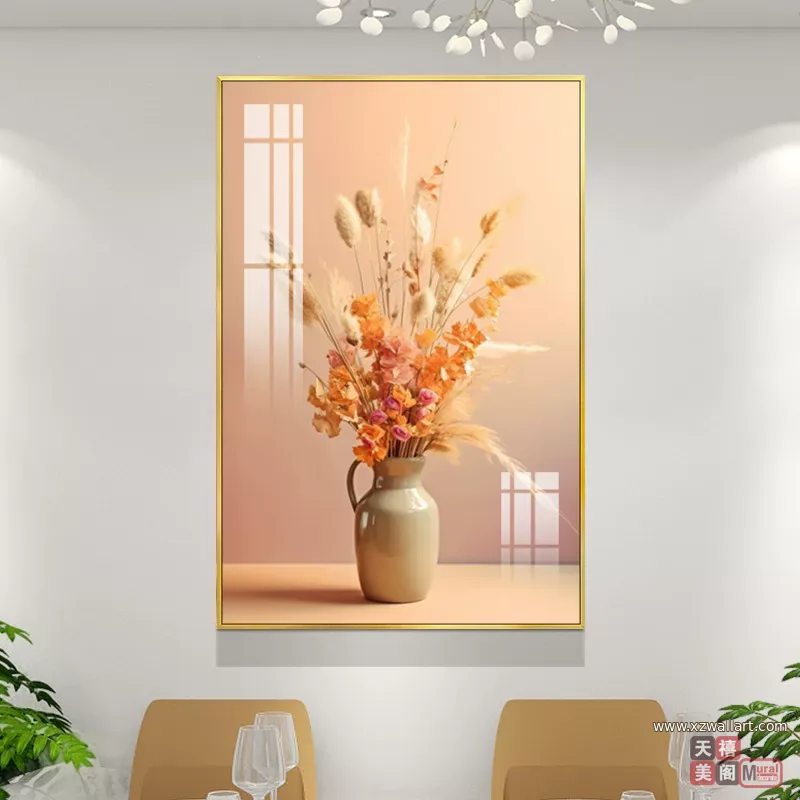 抽象 单幅 装饰画 奶油风 餐厅背景墙挂画 晶瓷画