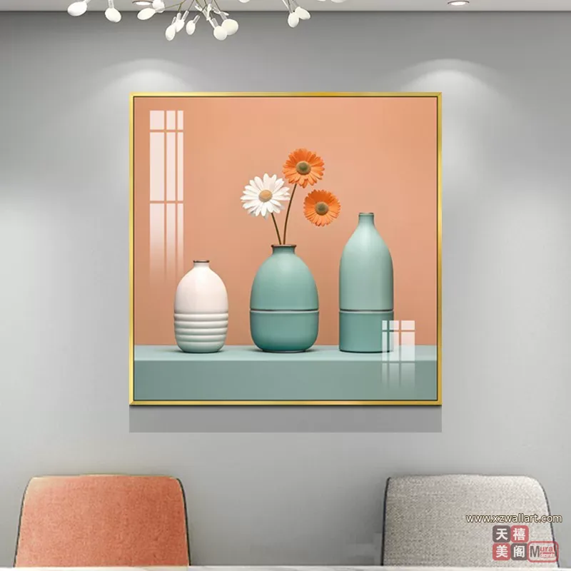 抽象 单幅 装饰画 北欧风 餐厅背景墙挂画 晶瓷画