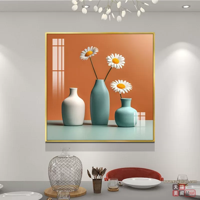 抽象 单幅 装饰画 北欧风 餐厅背景墙挂画 晶瓷画