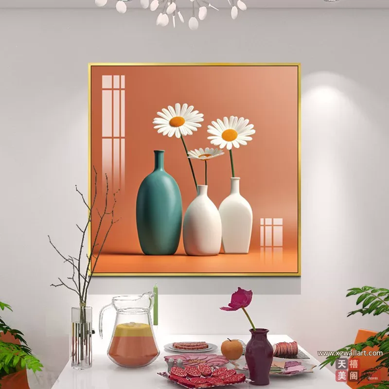 抽象 单幅 装饰画 北欧风 餐厅背景墙挂画 晶瓷画