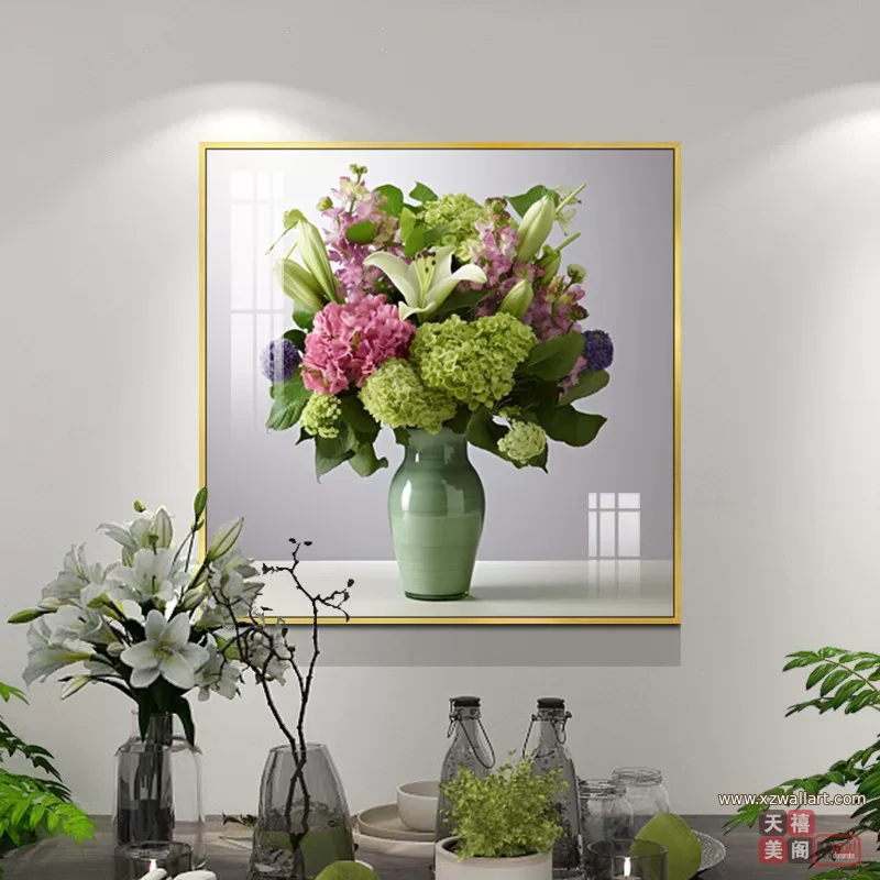 花 单幅 装饰画 轻奢风 餐厅背景墙挂画 晶瓷画