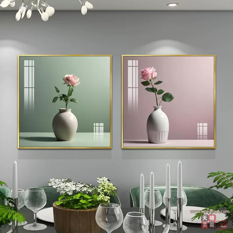 抽象 单幅 装饰画 轻奢风 餐厅背景墙挂画 晶瓷画