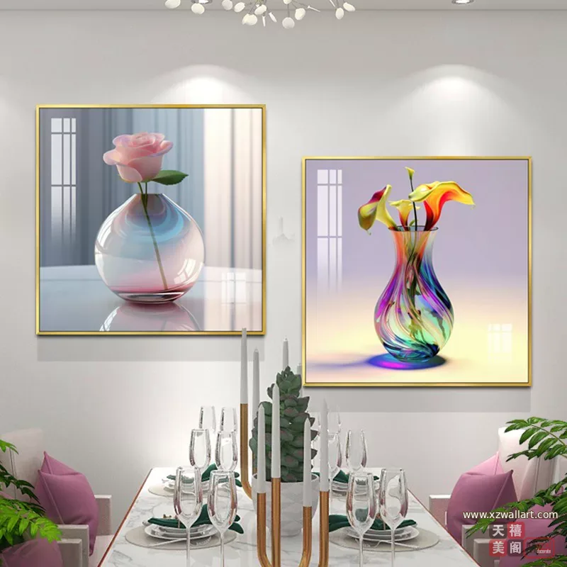 抽象 单幅 装饰画 现代简约 餐厅背景墙挂画 晶瓷画
