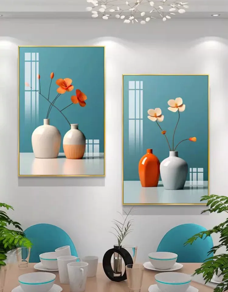 抽象 单幅 装饰画 北欧风 餐厅背景墙挂画 晶瓷画