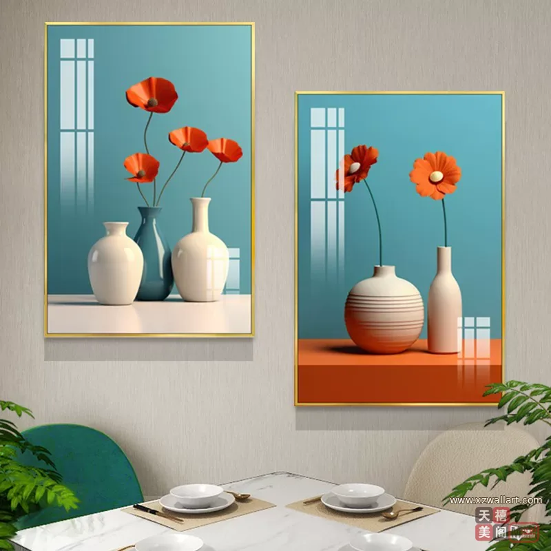 抽象 单幅 装饰画 北欧风 餐厅背景墙挂画 晶瓷画