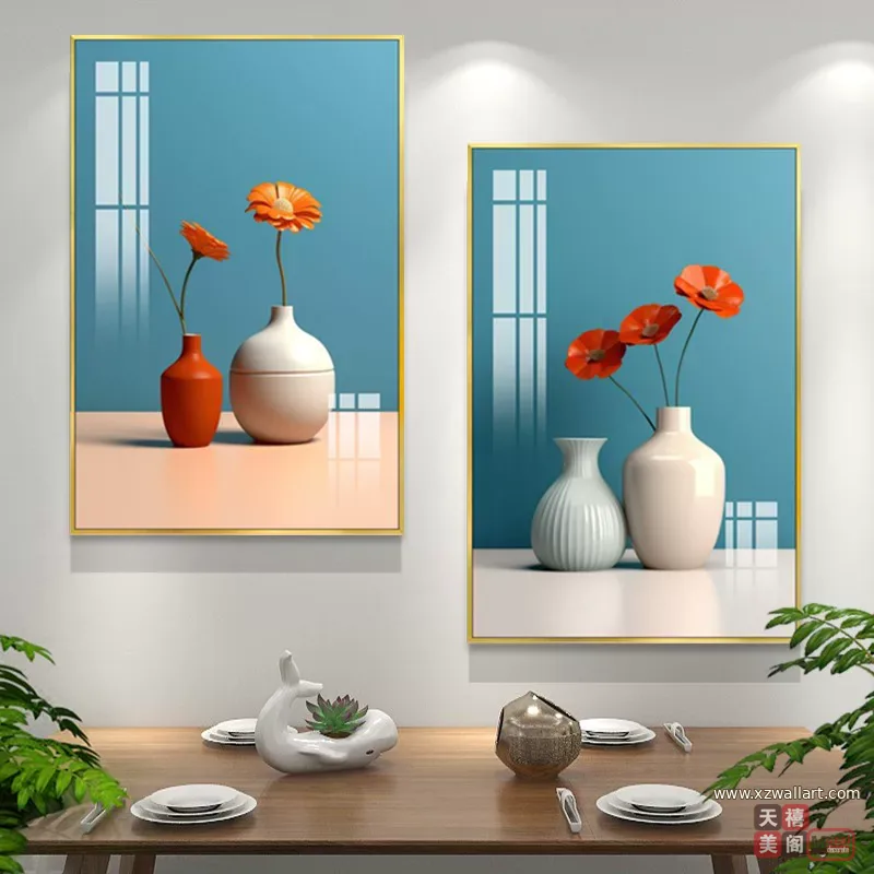 抽象 单幅 装饰画 北欧风 餐厅背景墙挂画 晶瓷画