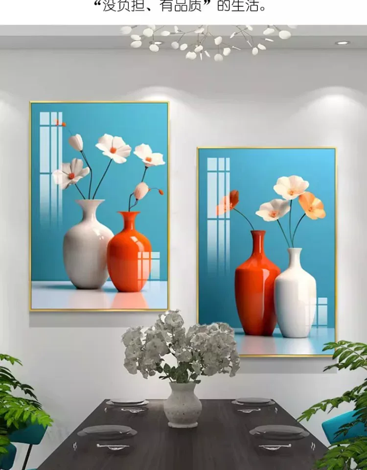 抽象 单幅 装饰画 北欧风 餐厅背景墙挂画 晶瓷画