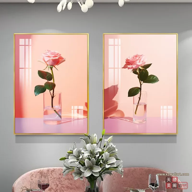 花 单幅 装饰画 轻奢风 餐厅背景墙挂画 晶瓷画