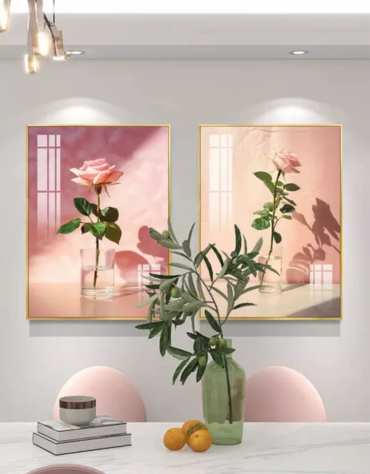 花 单幅 装饰画 轻奢风 餐厅背景墙挂画 晶瓷画