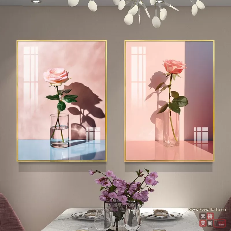 花 单幅 装饰画 轻奢风 餐厅背景墙挂画 晶瓷画
