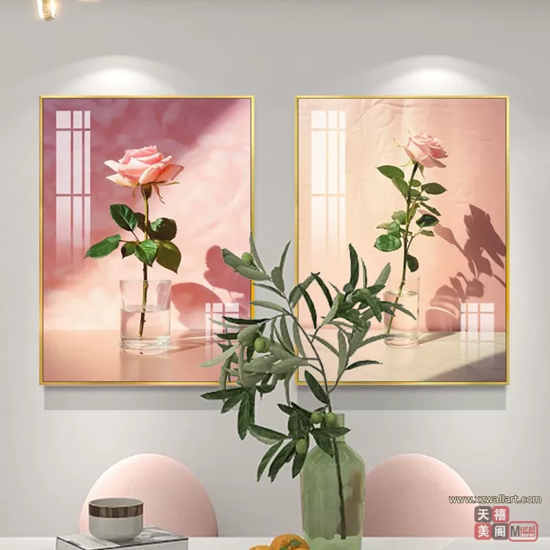 花 单幅 装饰画 轻奢风 餐厅背景墙挂画 晶瓷画