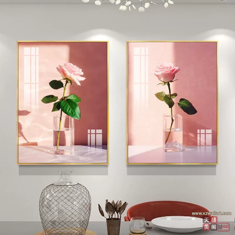 花 单幅 装饰画 轻奢风 餐厅背景墙挂画 晶瓷画