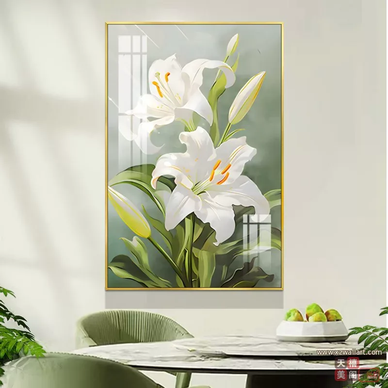 花 单幅 装饰画 北欧风 餐厅背景墙挂画 晶瓷画