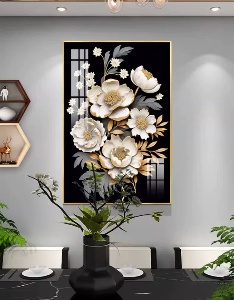 抽象 单幅 装饰画 轻奢风 餐厅背景墙挂画 晶瓷画