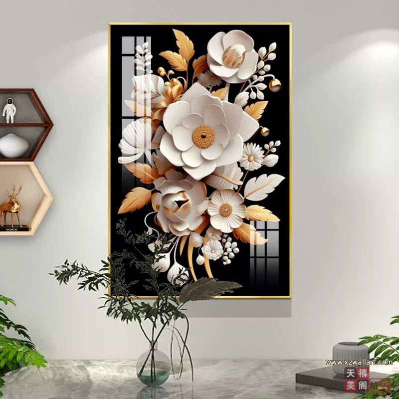 抽象 单幅 装饰画 轻奢风 餐厅背景墙挂画 晶瓷画