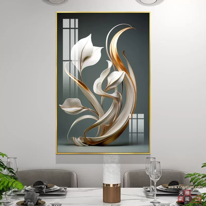 抽象 单幅 装饰画 轻奢风 餐厅背景墙挂画 晶瓷画