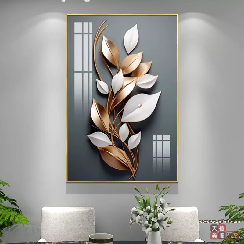 抽象 单幅 装饰画 轻奢风 餐厅背景墙挂画 晶瓷画