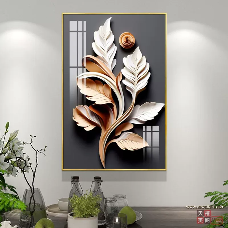 抽象 单幅 装饰画 轻奢风 餐厅背景墙挂画 晶瓷画