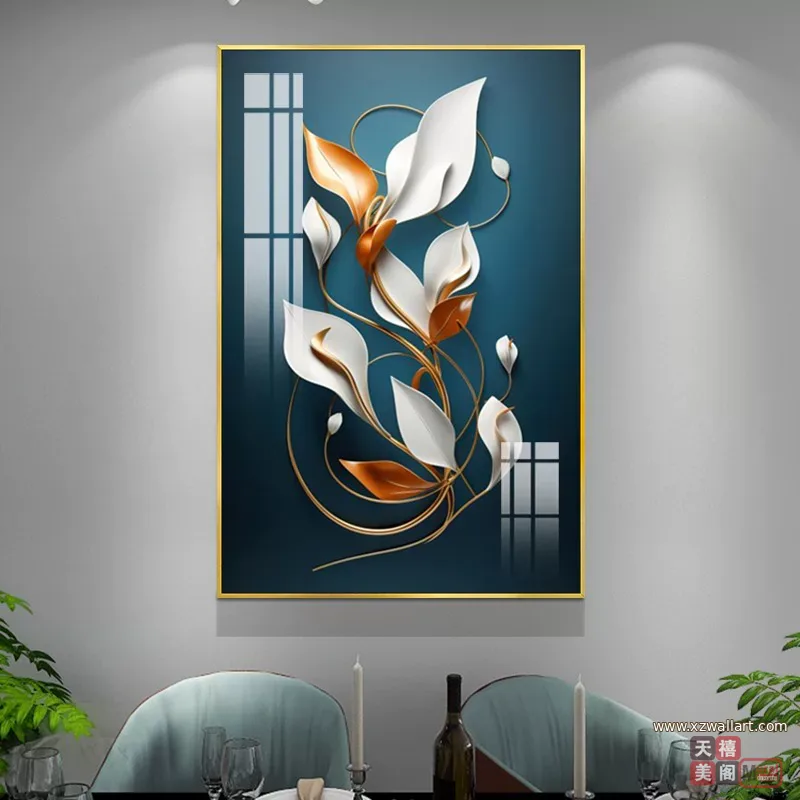 抽象 单幅 装饰画 轻奢风 餐厅背景墙挂画 晶瓷画