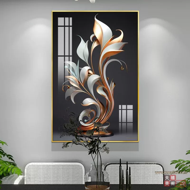 抽象 单幅 装饰画 轻奢风 餐厅背景墙挂画 晶瓷画