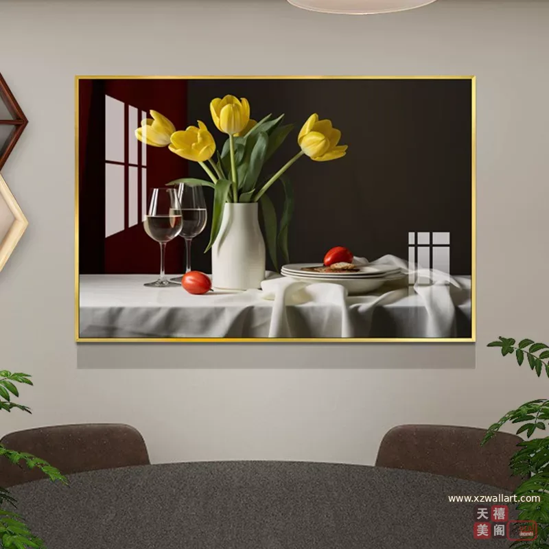 抽象 单幅 装饰画 轻奢风 餐厅背景墙挂画 晶瓷画