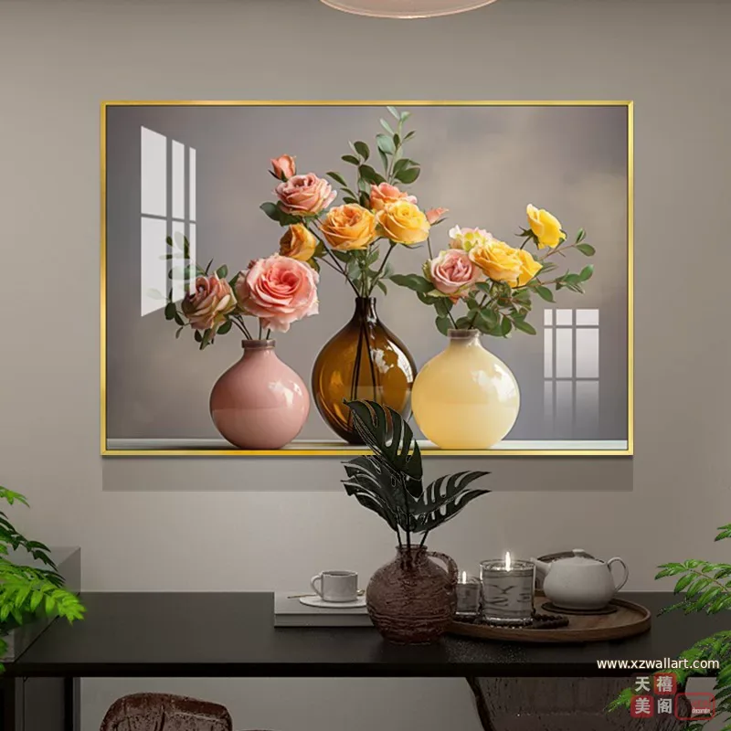 抽象 单幅 装饰画 北欧风 餐厅背景墙挂画 晶瓷画