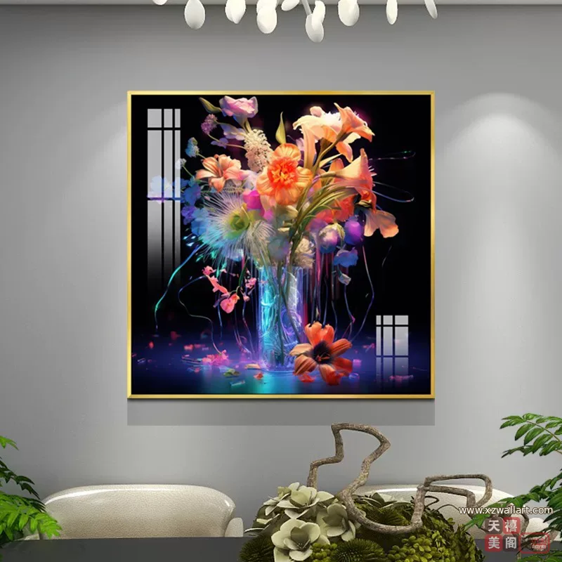 抽象 单幅 装饰画 轻奢风 餐厅背景墙挂画 晶瓷画