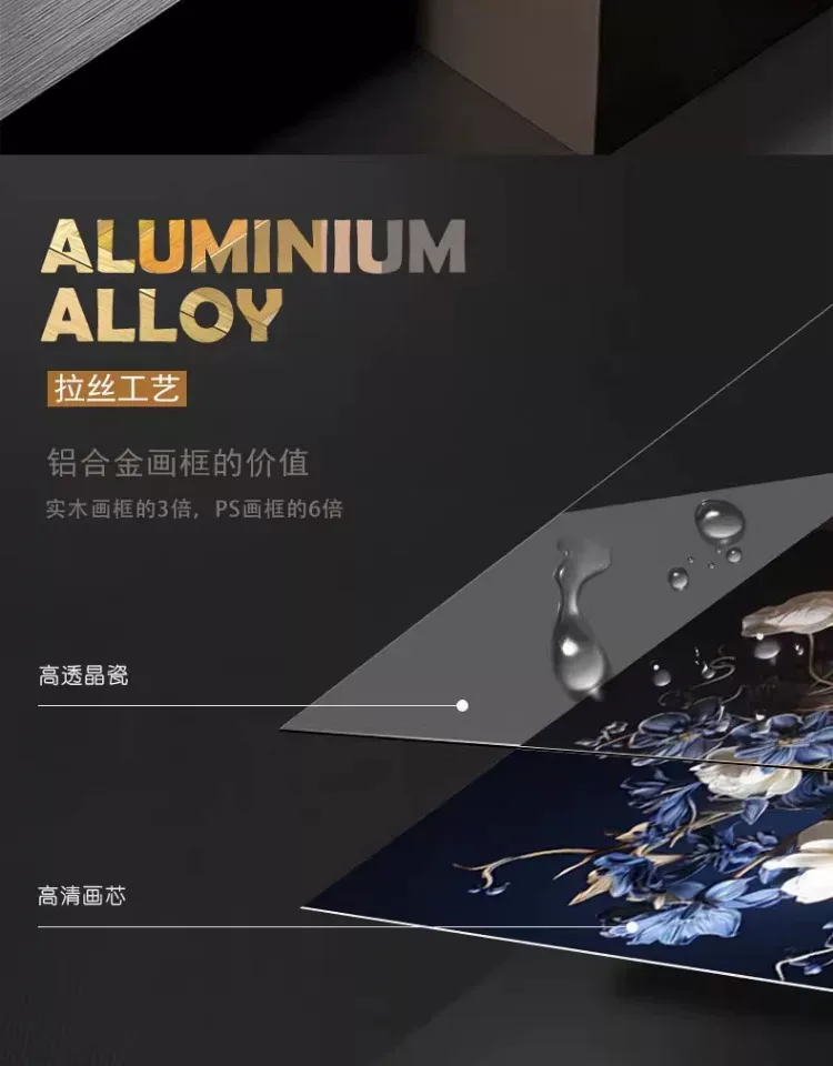 抽象 单幅 装饰画 轻奢风 餐厅背景墙挂画 晶瓷画