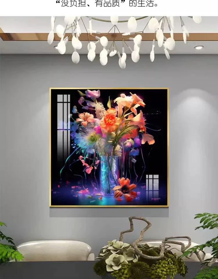 抽象 单幅 装饰画 轻奢风 餐厅背景墙挂画 晶瓷画