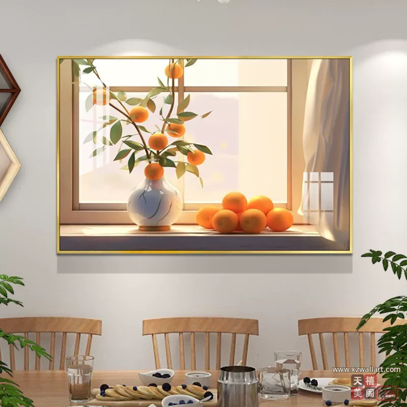 抽象 单幅 装饰画 现代简约 餐厅背景墙挂画 晶瓷画