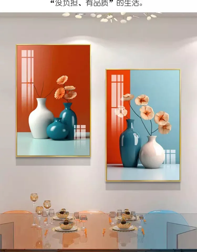 抽象 单幅 装饰画 奶油风 餐厅背景墙挂画 晶瓷画