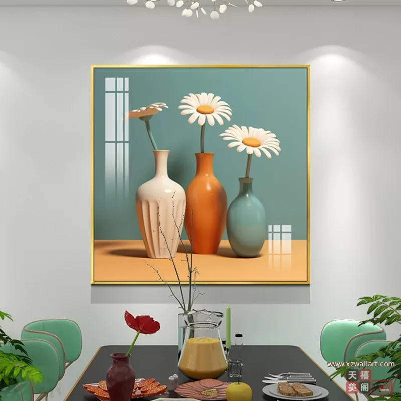 抽象 单幅 装饰画 北欧风 餐厅背景墙挂画 晶瓷画