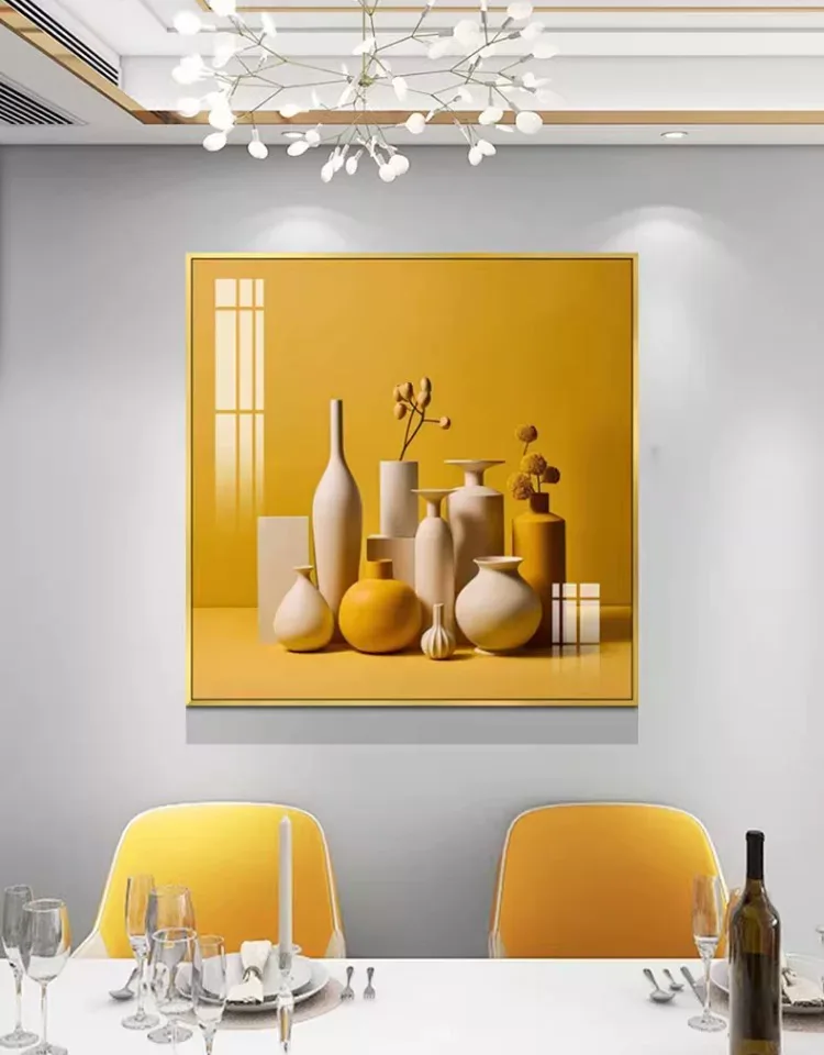 抽象 单幅 装饰画 轻奢风 餐厅背景墙挂画 晶瓷画