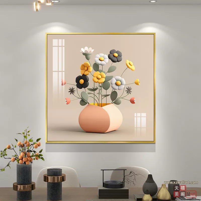 抽象 单幅 装饰画 轻奢风 餐厅背景墙挂画 晶瓷画