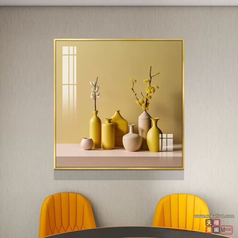抽象 单幅 装饰画 轻奢风 餐厅背景墙挂画 晶瓷画