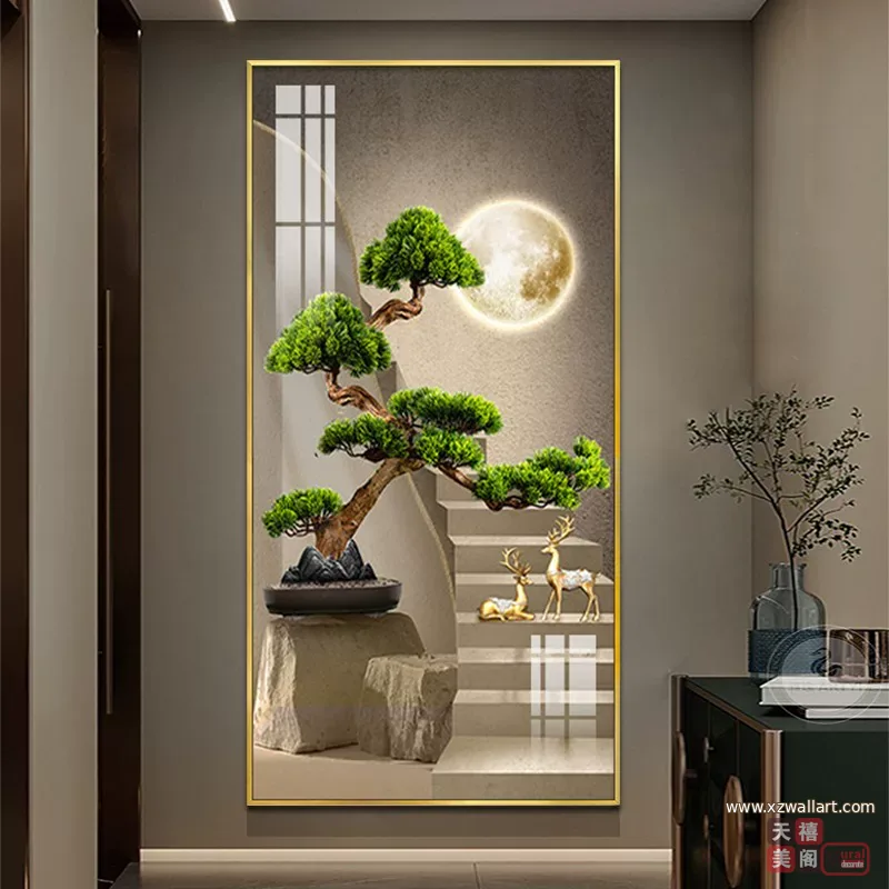 山水 单幅 装饰画 新中式 玄关背景墙挂画 晶瓷画