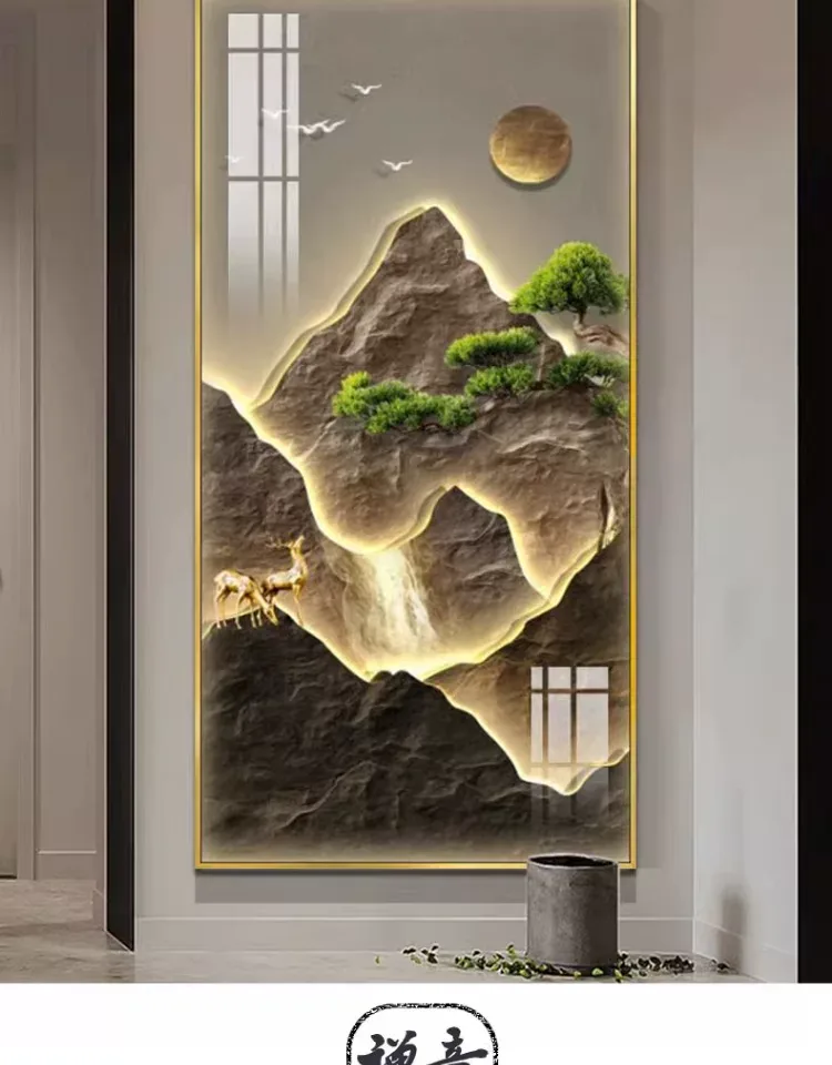抽象 单幅 装饰画 新中式 玄关背景墙挂画 晶瓷画
