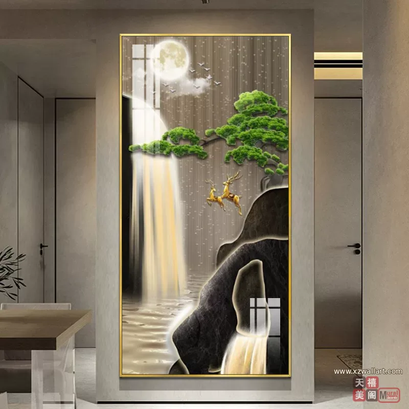 抽象 单幅 装饰画 新中式 玄关背景墙挂画 晶瓷画