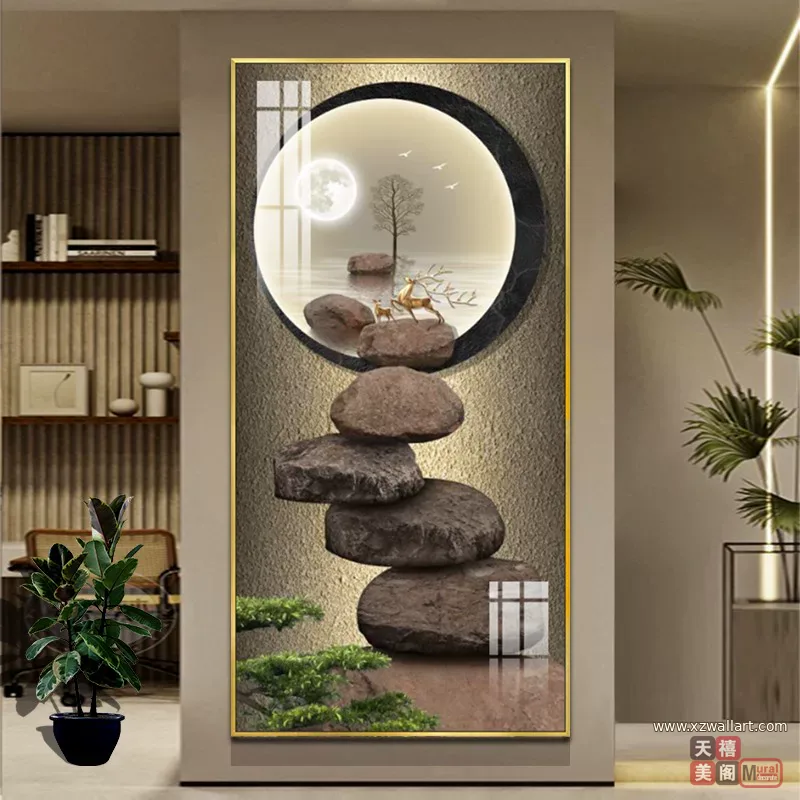 抽象 单幅 装饰画 轻奢风 玄关背景墙挂画 晶瓷画