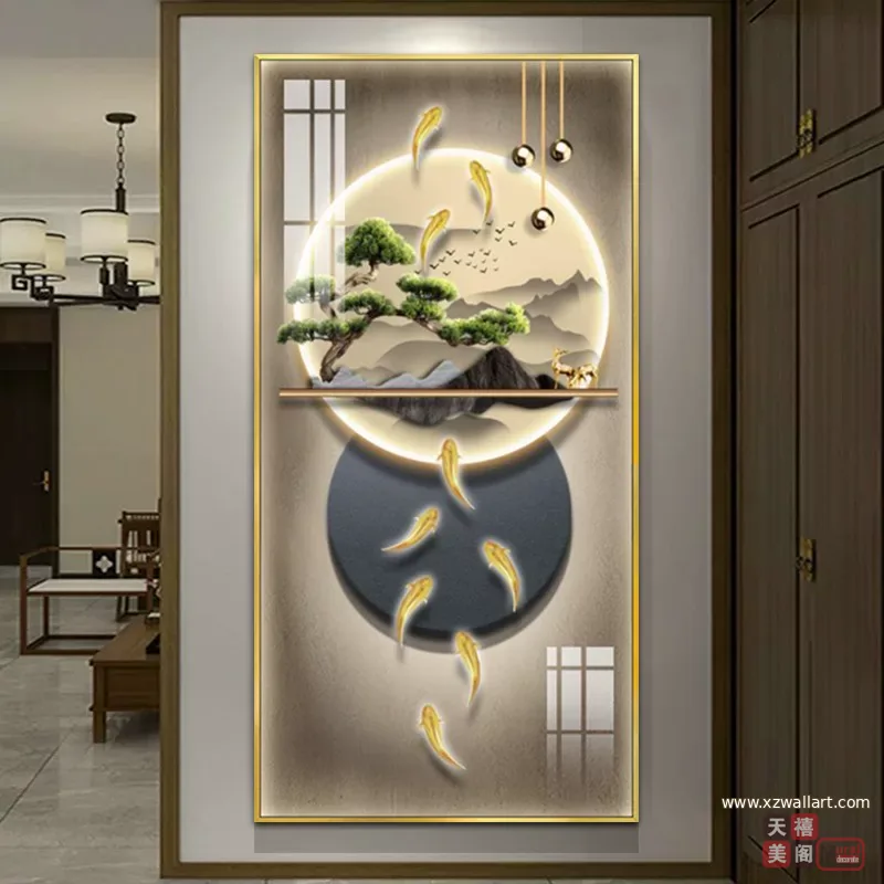 抽象 单幅 装饰画 新中式 玄关背景墙挂画 晶瓷画