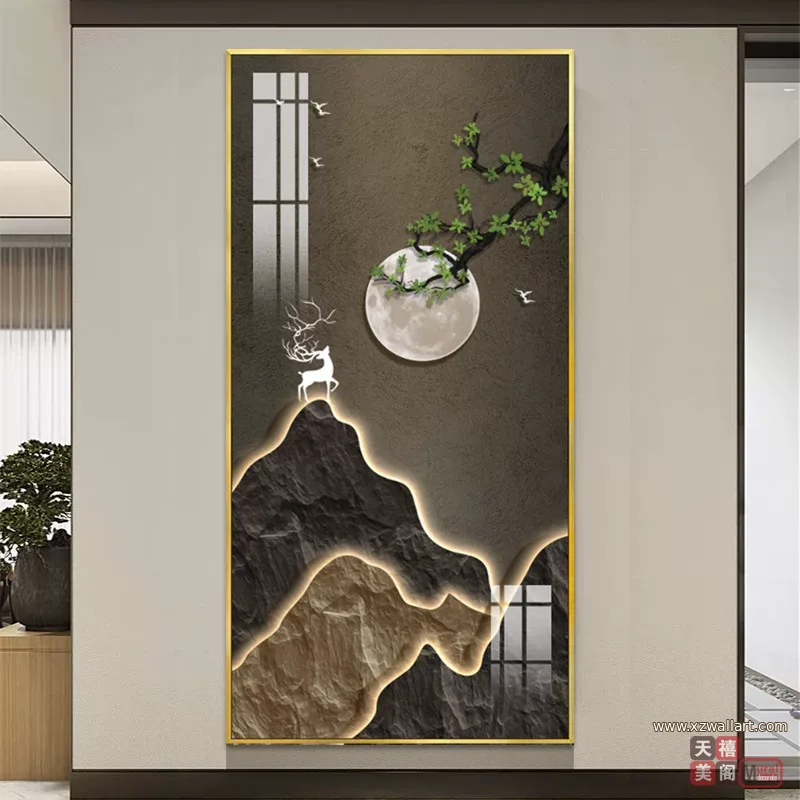抽象 单幅 装饰画 奶油风 玄关背景墙挂画 晶瓷画