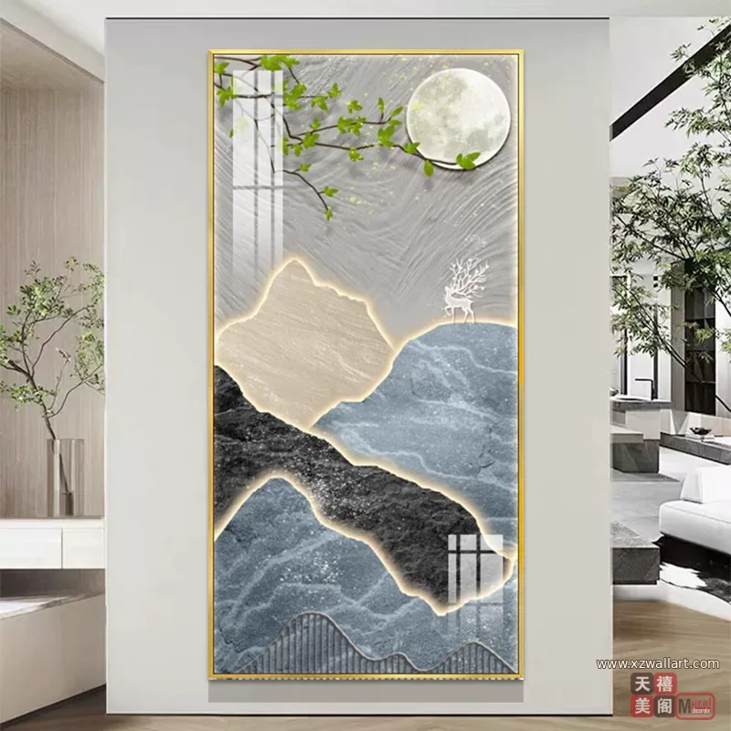 抽象 单幅 装饰画 奶油风 玄关背景墙挂画 晶瓷画