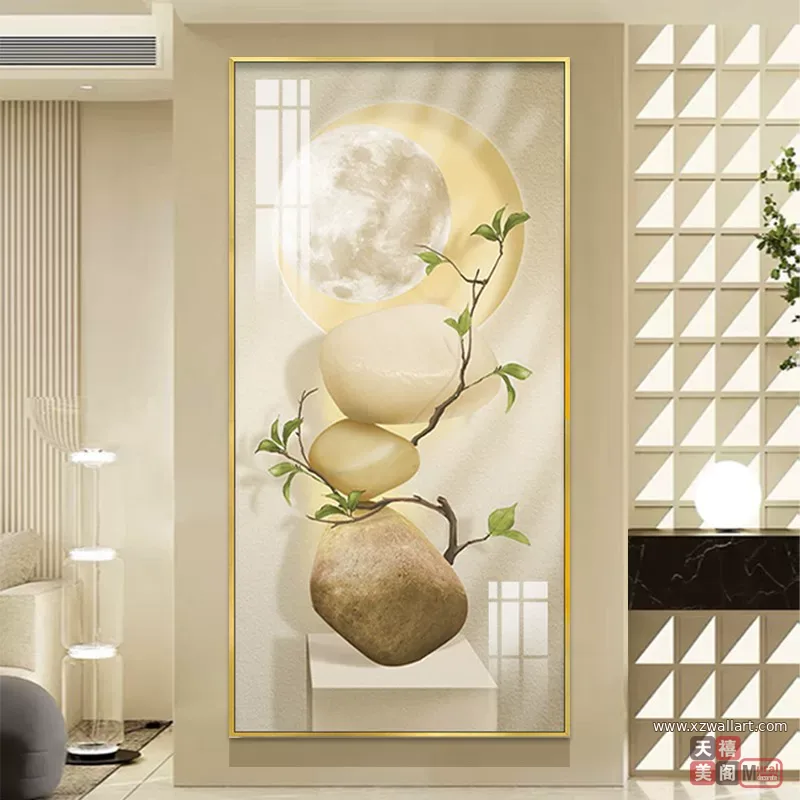抽象 单幅 装饰画 奶油风 玄关背景墙挂画 晶瓷画