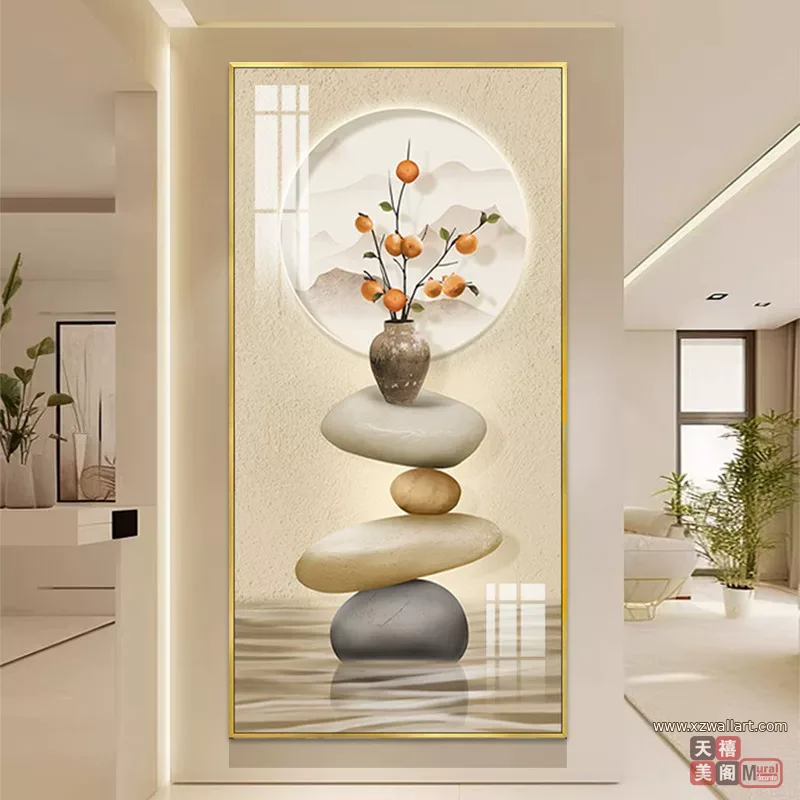 抽象 单幅 装饰画 奶油风 玄关背景墙挂画 晶瓷画