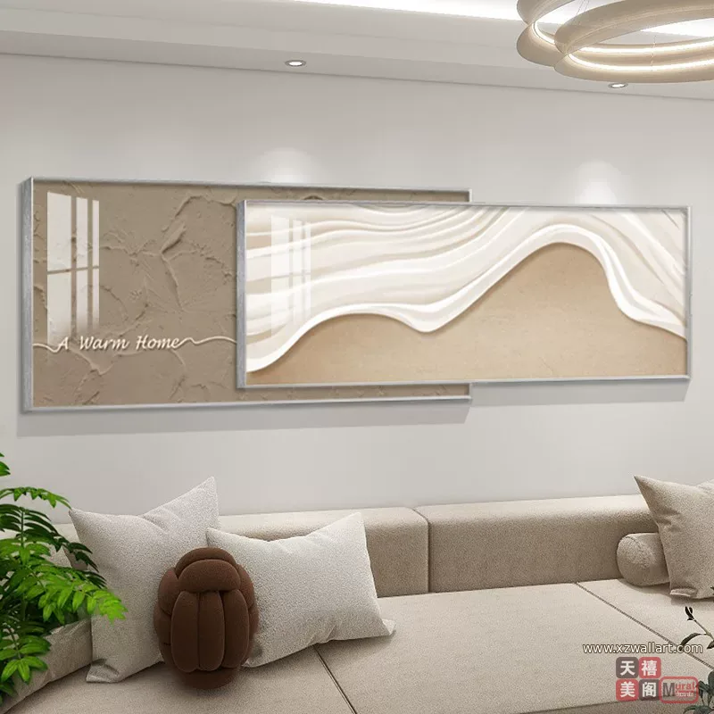 抽象 单幅 装饰画 奶油风 客厅背景墙挂画 晶瓷画