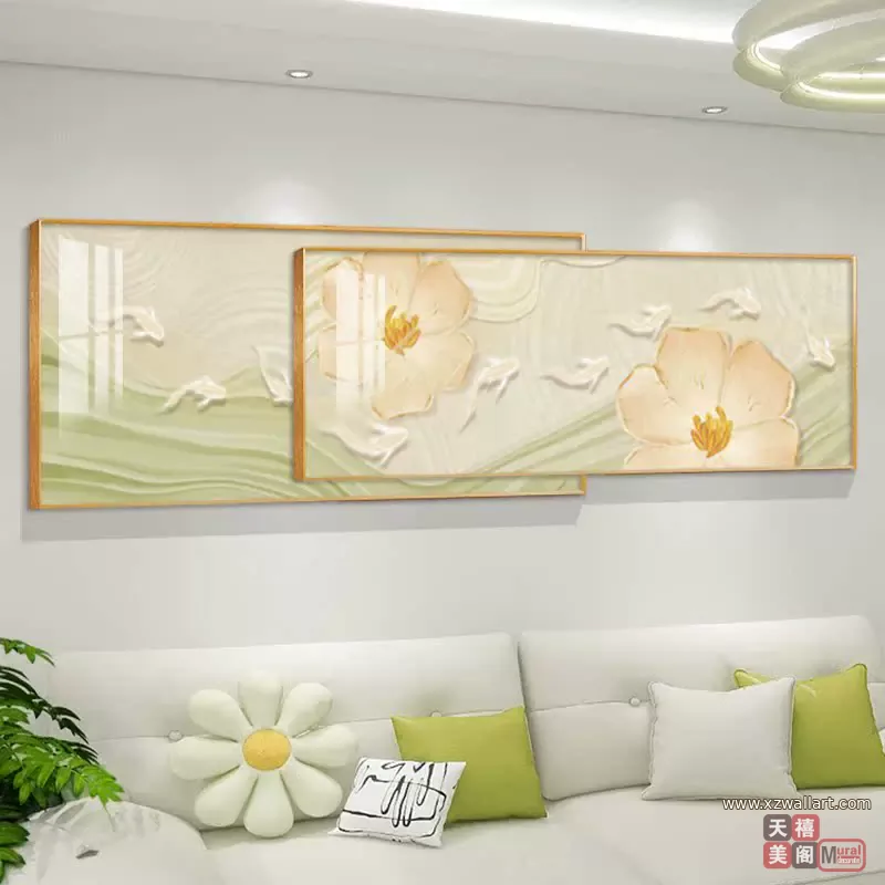 抽象 单幅 装饰画 奶油风 客厅背景墙挂画 晶瓷画