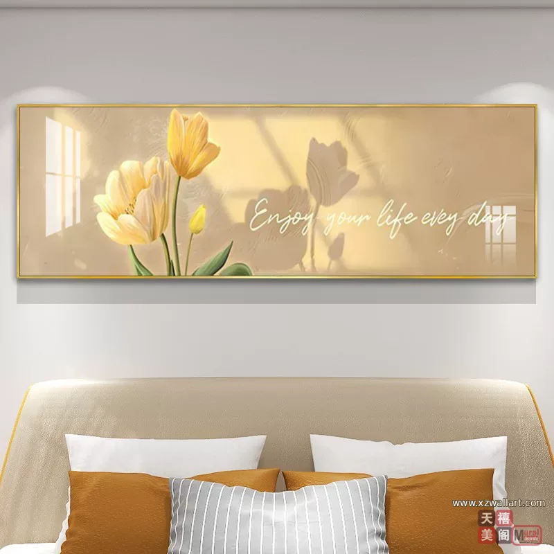 花 单幅 装饰画 奶油风 卧室背景墙挂画 晶瓷画