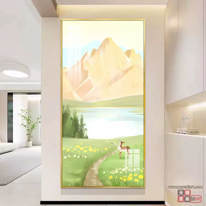 抽象 单幅 装饰画 奶油风 玄关背景墙挂画 晶瓷画
